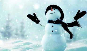 A snowman with a happy smile expression