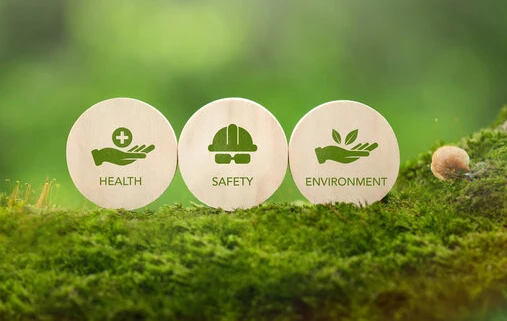 Health, Safety, and Environment interconnected circles