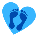 Light blue heart with footprints