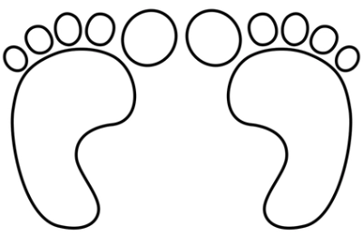 Two large illustrated foot outlines